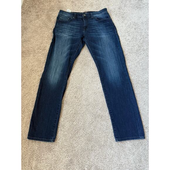 Mavi Mens Jeans 32x32 Zach Straight Leg Blue Whiskers Dark Wash Stretch Denim - Picture 1 of 9